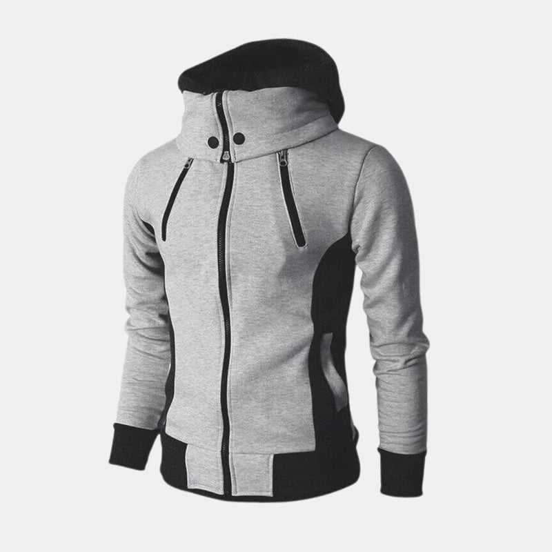 Front view of the Dorian Sport Jacket in grey, lightweight and insulated for outdoor activity and casual wear