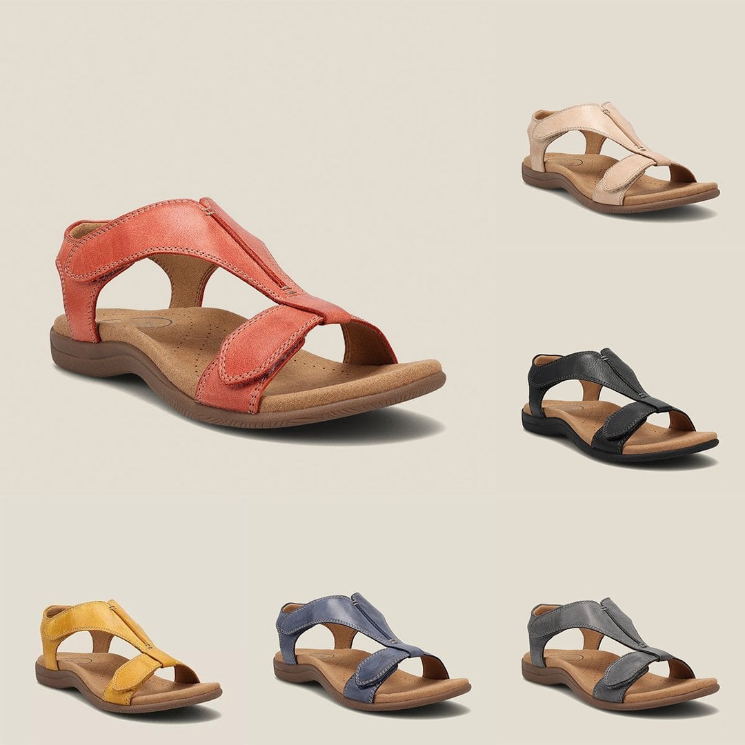 Florimay Dove sandals size chart and color options including Watermelon Red Yellow Beige Blue Gray and Black