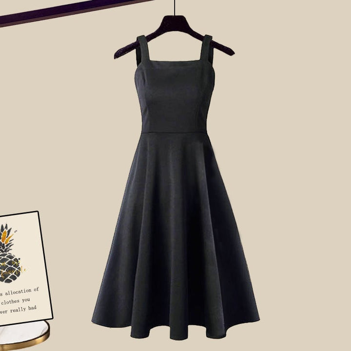 Detail shot of the knit texture and fit of the Florimay 2-in-1 dress set