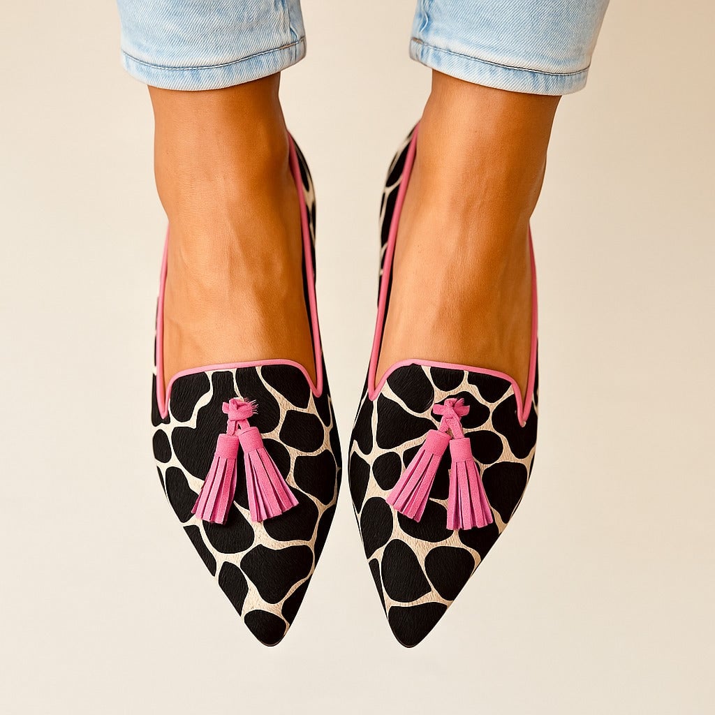 Close-up of the pointed toe detail on Eden loafers highlighting the polished, modern design