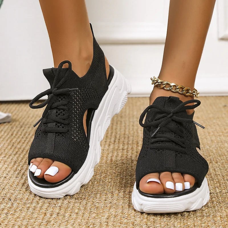 Effie women's orthopedic cushioned sandals in black with contoured footbed and adjustable straps