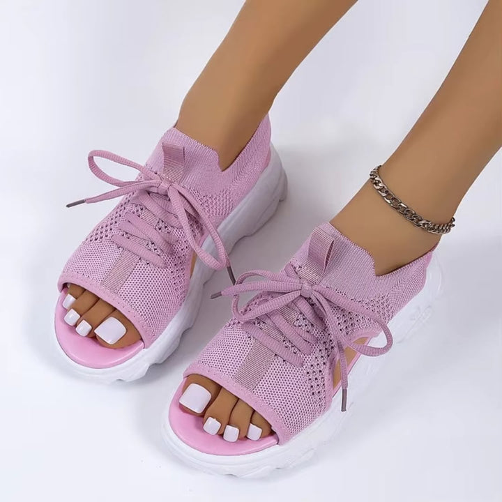Trio of Effie orthopedic sandals in black, beige, and pink displayed side by side