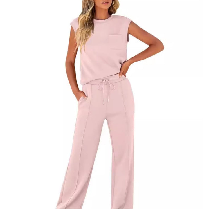 Detail shot of the lounge co-ord set highlighting the soft fabric and relaxed fit around the waist and arms