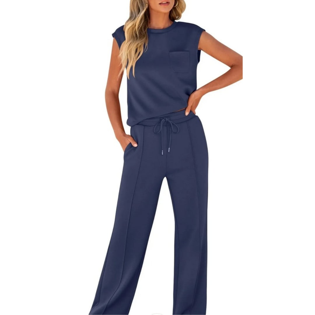 Side view of the soft lounge set demonstrating the easy relaxed drape and coverage