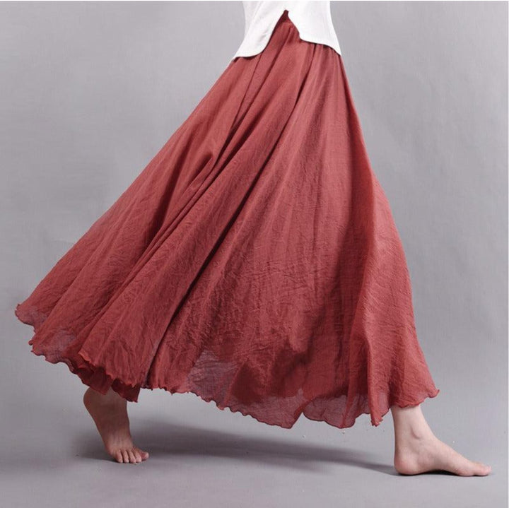 Full-length back view of the Eliana flowy summer skirt showing length and drape