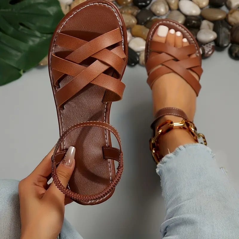 Ellery women's orthopedic adjustable sandals in brown with cushioned footbed and adjustable straps