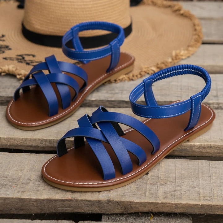 Ellery orthopedic sandals in black styled with linen trousers for a casual look