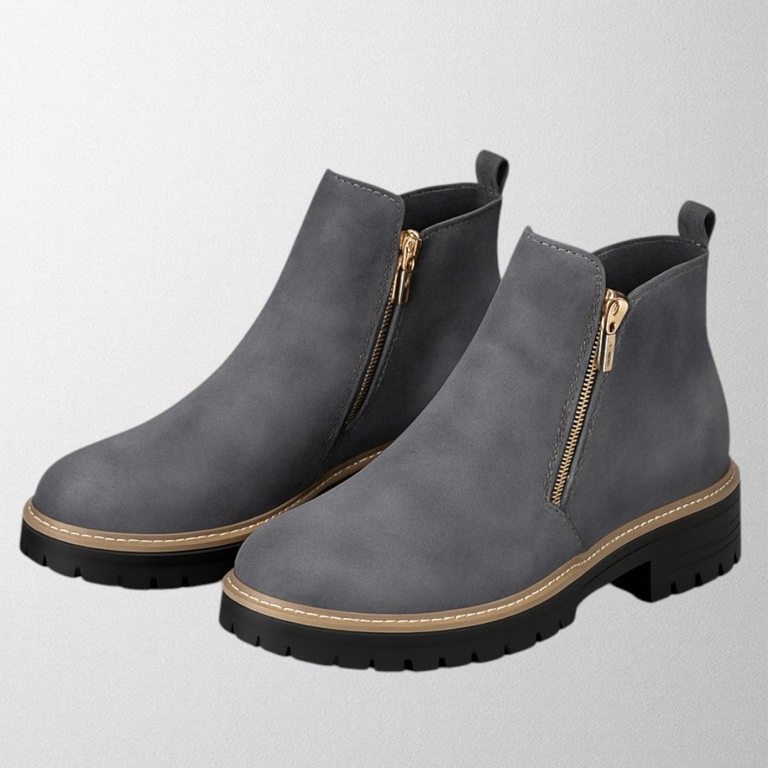 Elma round-toe shoe in a dark color option showing rich tone and polished profile