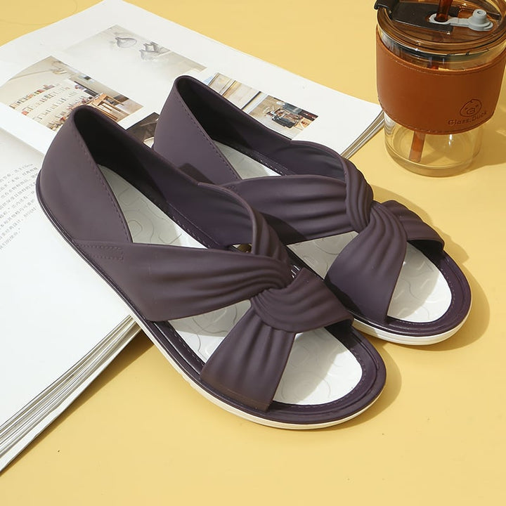 Eloise knot sandals in multiple colors arranged side by side