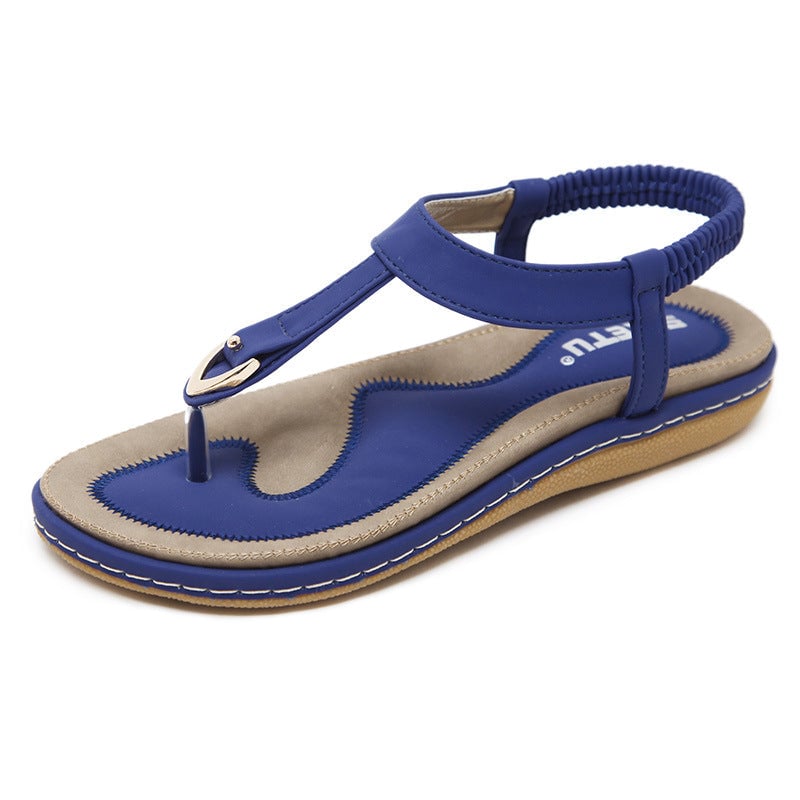 Elowen arch support sandals in pink, side profile view highlighting flat silhouette