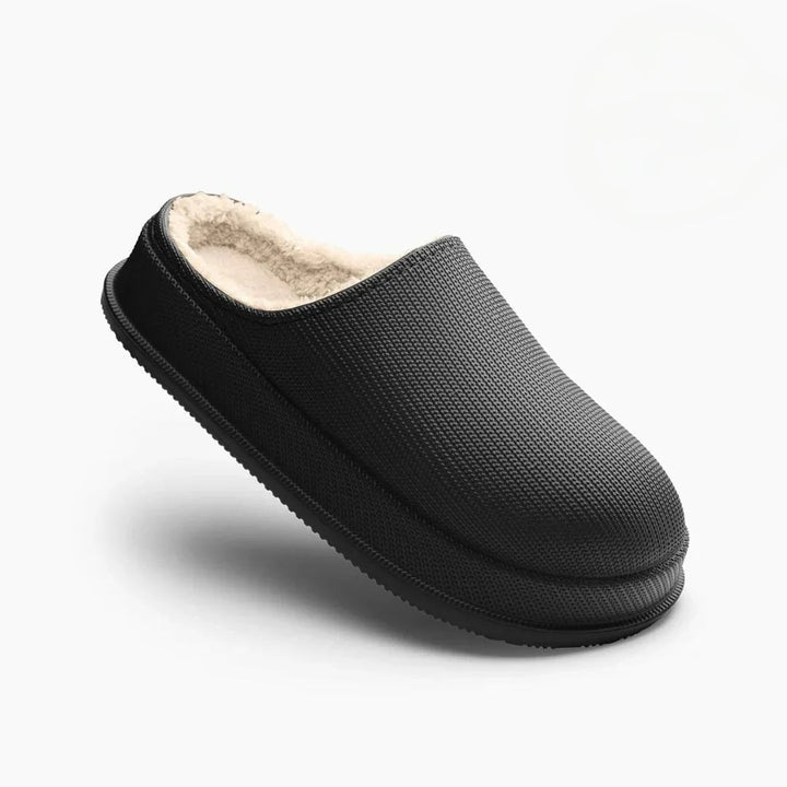 Ember women's cushioned comfort sandals in black with plush lining and slip-resistant outsole