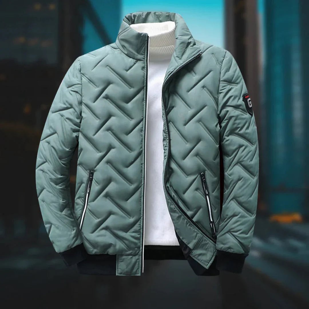 Front view of the Emerson Modern Jacket in white, styled for a smart casual look