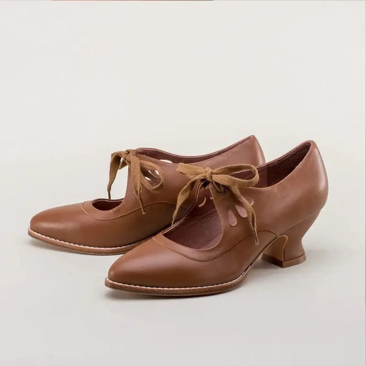 Evangeline women's flat cushioned sandals in brown, front view