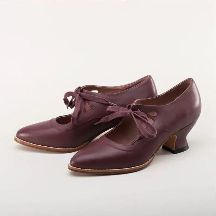 Evangeline women's flat cushioned sandals in burgundy, front view