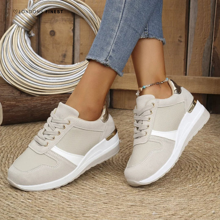 Evangeline women's orthopedic shoe in beige showing cushioned insole and lightweight silhouette