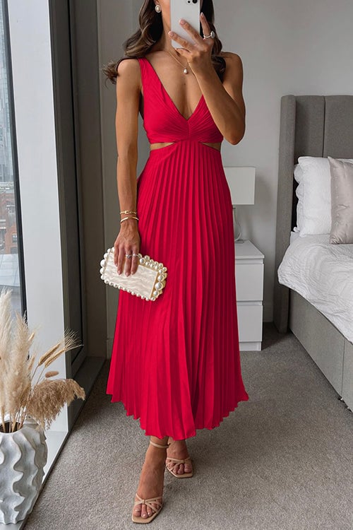 Close-up detail of the Evangeline maxi dress fabric texture and subtle design accents