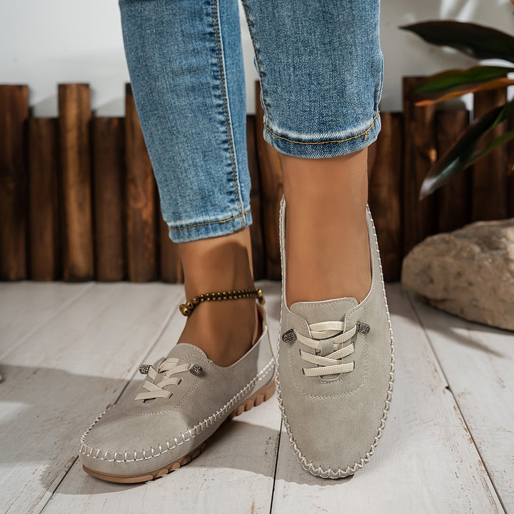 Close-up of cushioned footbed inside Evelyne comfort loafers