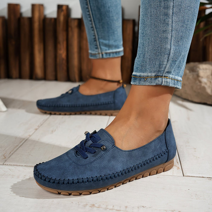 All six color options of Evelyne lace-up comfort loafers displayed together