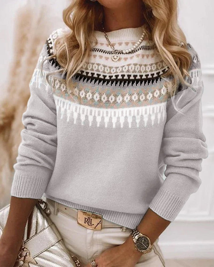 Close-up detail of the Everly knitted sweater highlighting its quality knit construction and timeless design