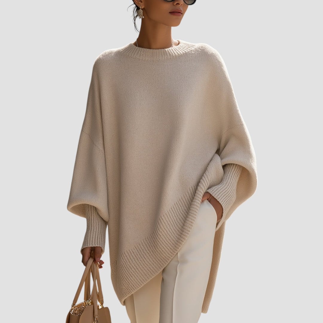 Faith elegant sweater in olive green paired with jeans for a casual weekend outfit
