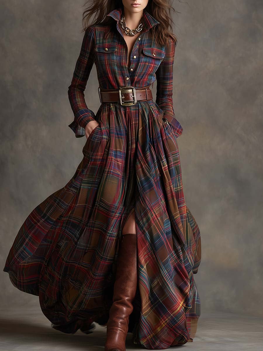 Model wearing the Felicity classic button-up shirt dress in dark brown, showing front button detail and relaxed silhouette