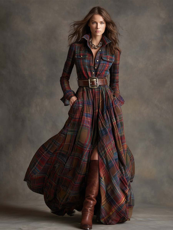 Model styled in the Felicity shirt dress in blue paired with heeled sandals for a polished look