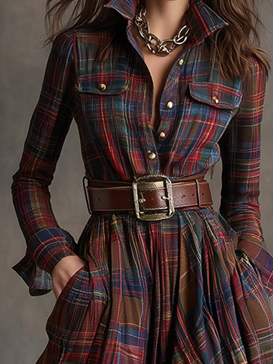 Detail shot of the Felicity shirt dress buttons and collar construction