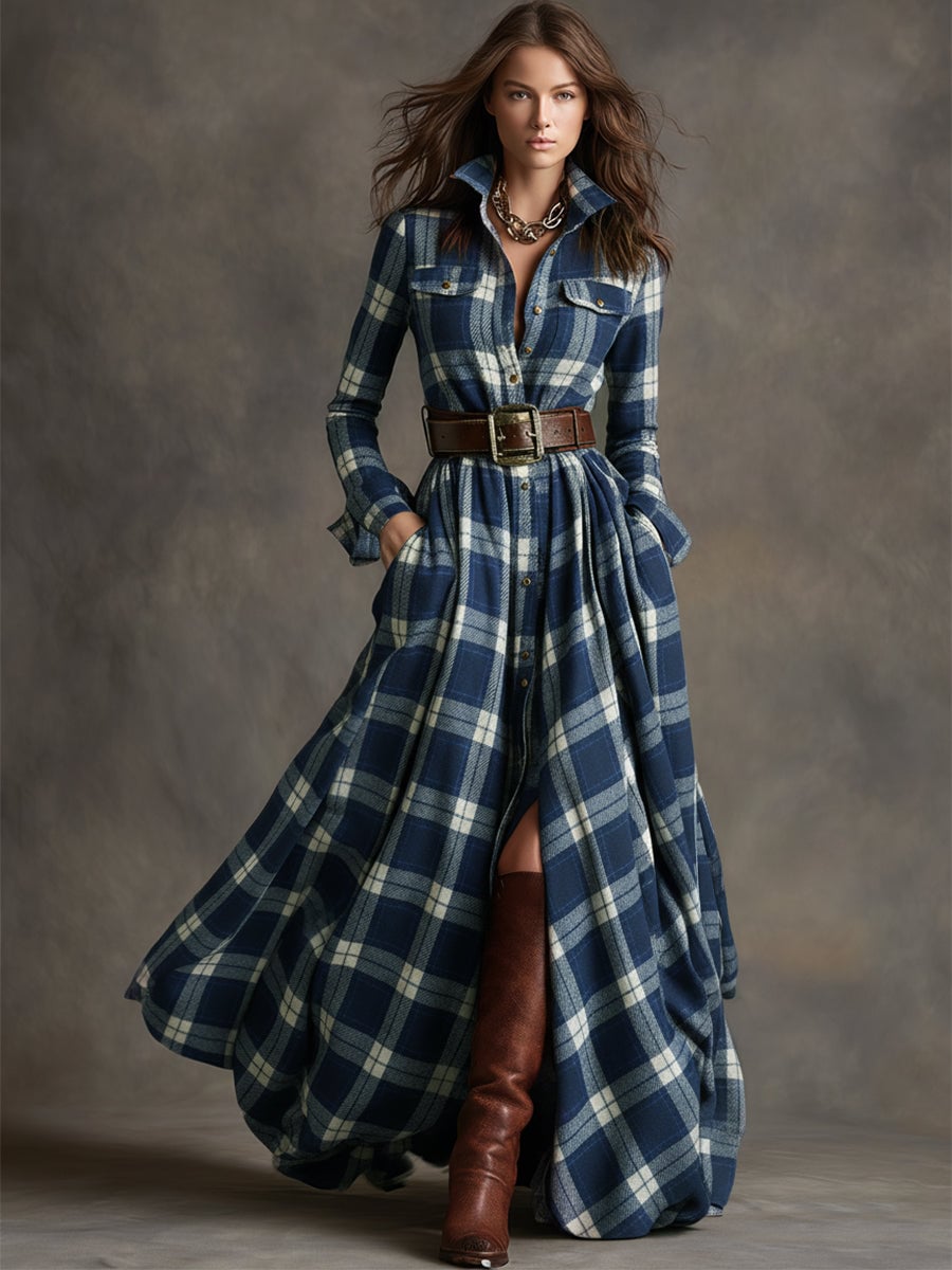 Model wearing the Felicity shirt dress in black belted at the waist for a more defined silhouette