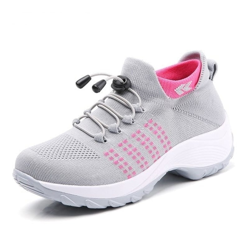 Pair of Felicity comfort shoes in Red styled with casual everyday outfit