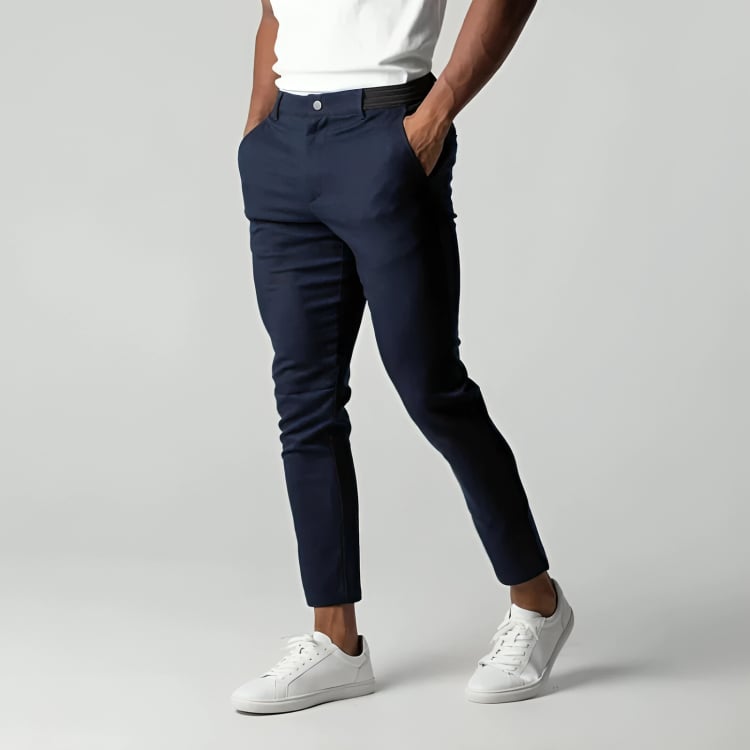 Back view of women's slim-fit chino pants