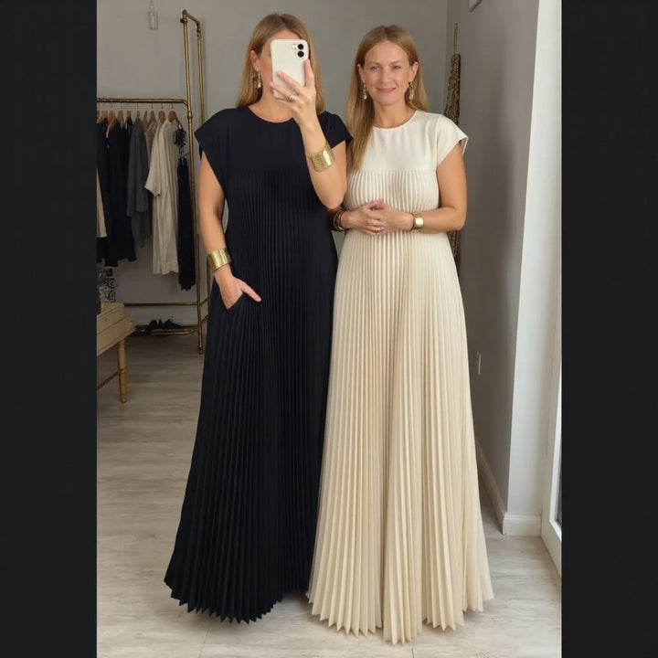 Fern maxi dress in yellow, full-length view with natural movement in the fabric