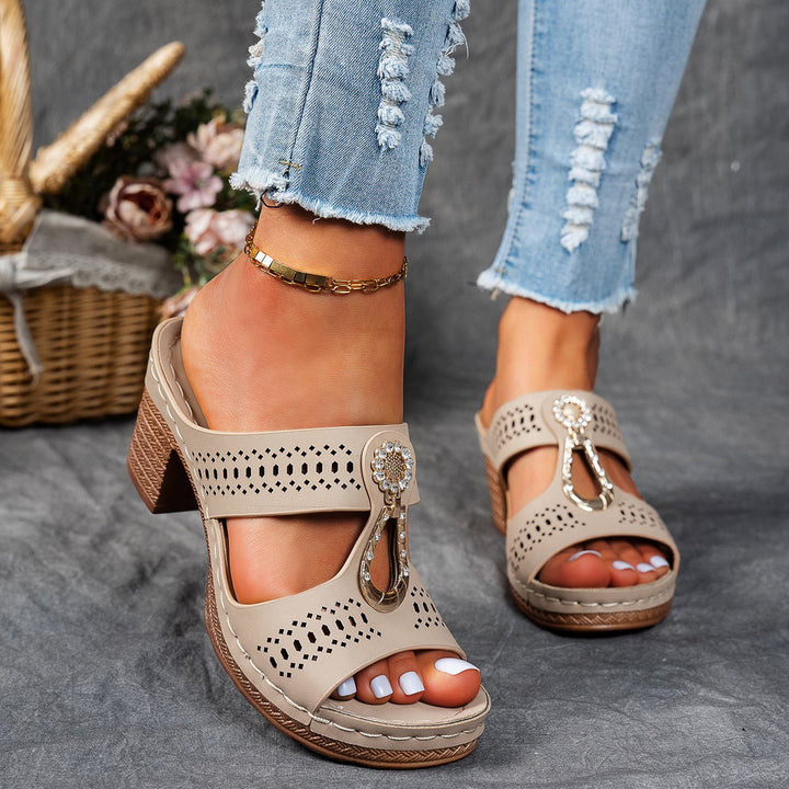 Finley flat sandals in khaki displayed on a clean white background