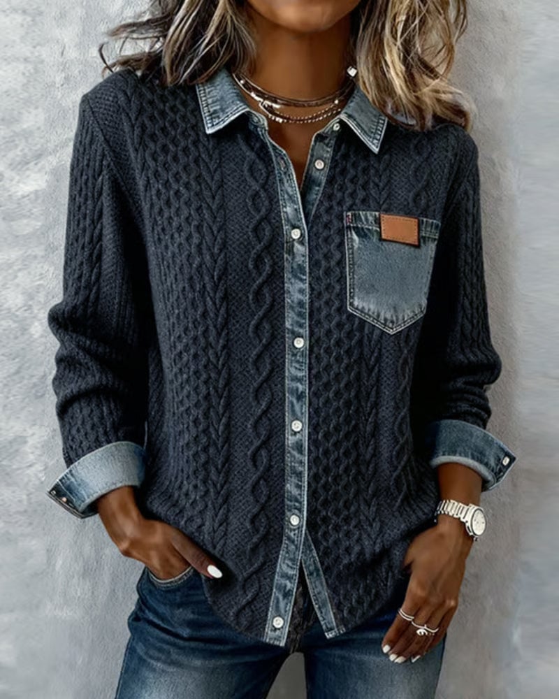 Side profile of the Flora long-sleeve shirt showing the clean, confidence-boosting coverage and soft construction