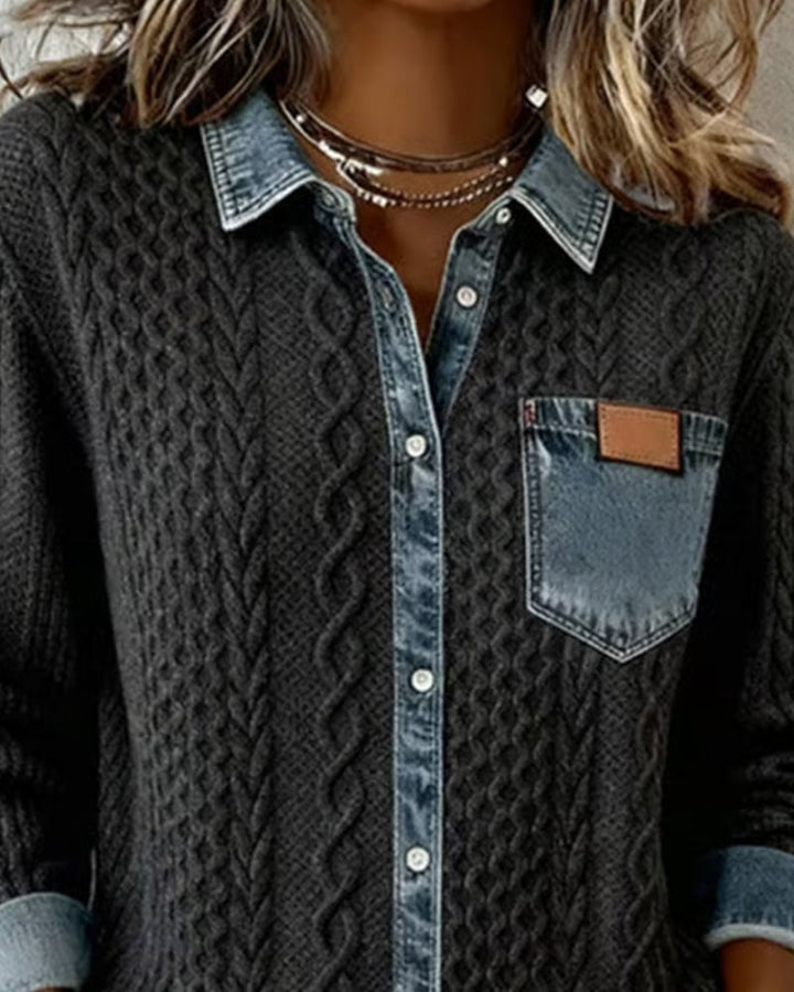Flora long-sleeve shirt in pink, styled casually with denim for an effortless everyday outfit