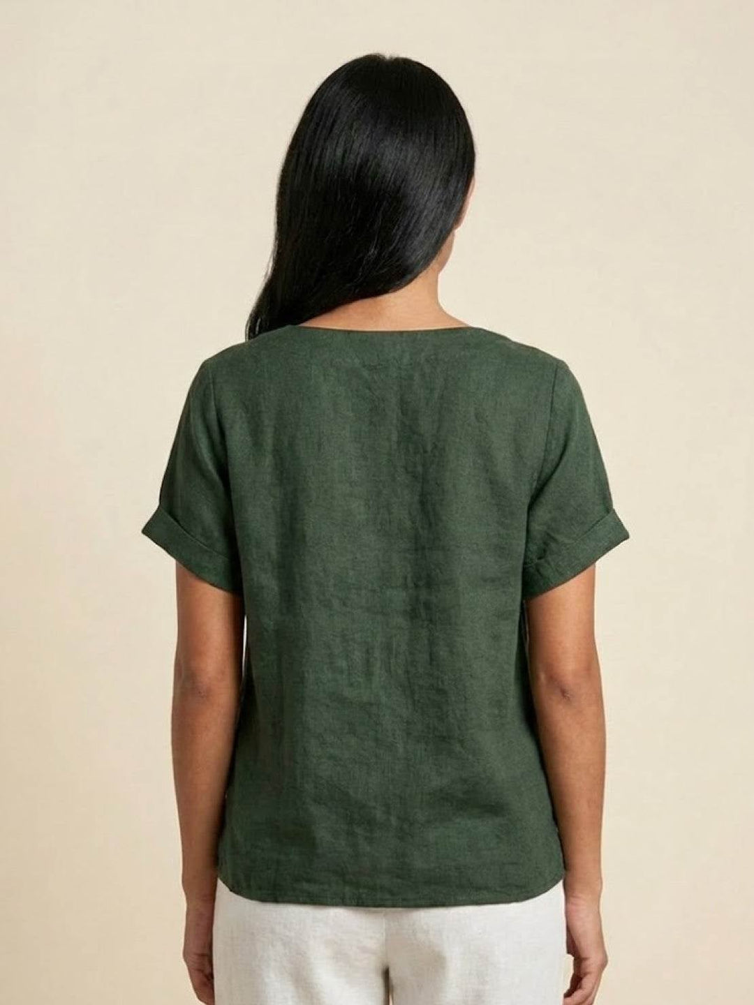 Foreen short sleeve top in Navy Blue with vertical button detail