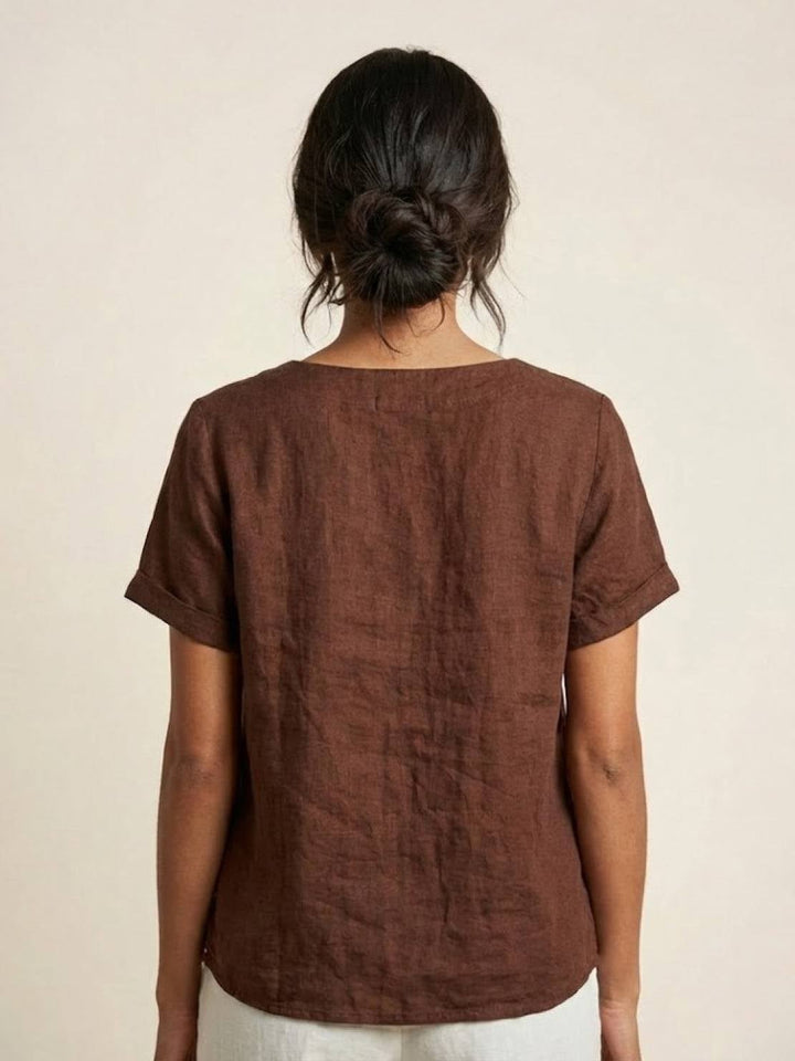 Back view of Foreen casual top in Light Pink