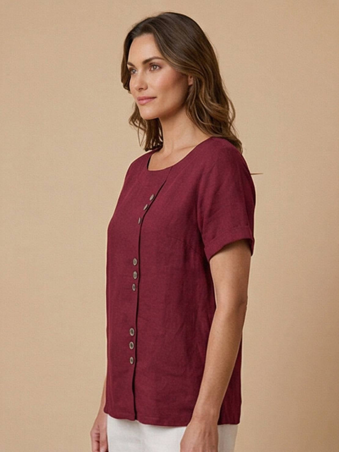Flat lay of Foreen button detail top in Light Pink