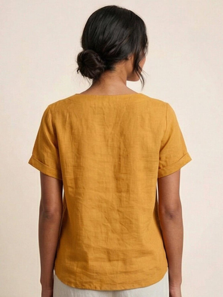 Flat lay of Foreen casual top in Burgundy