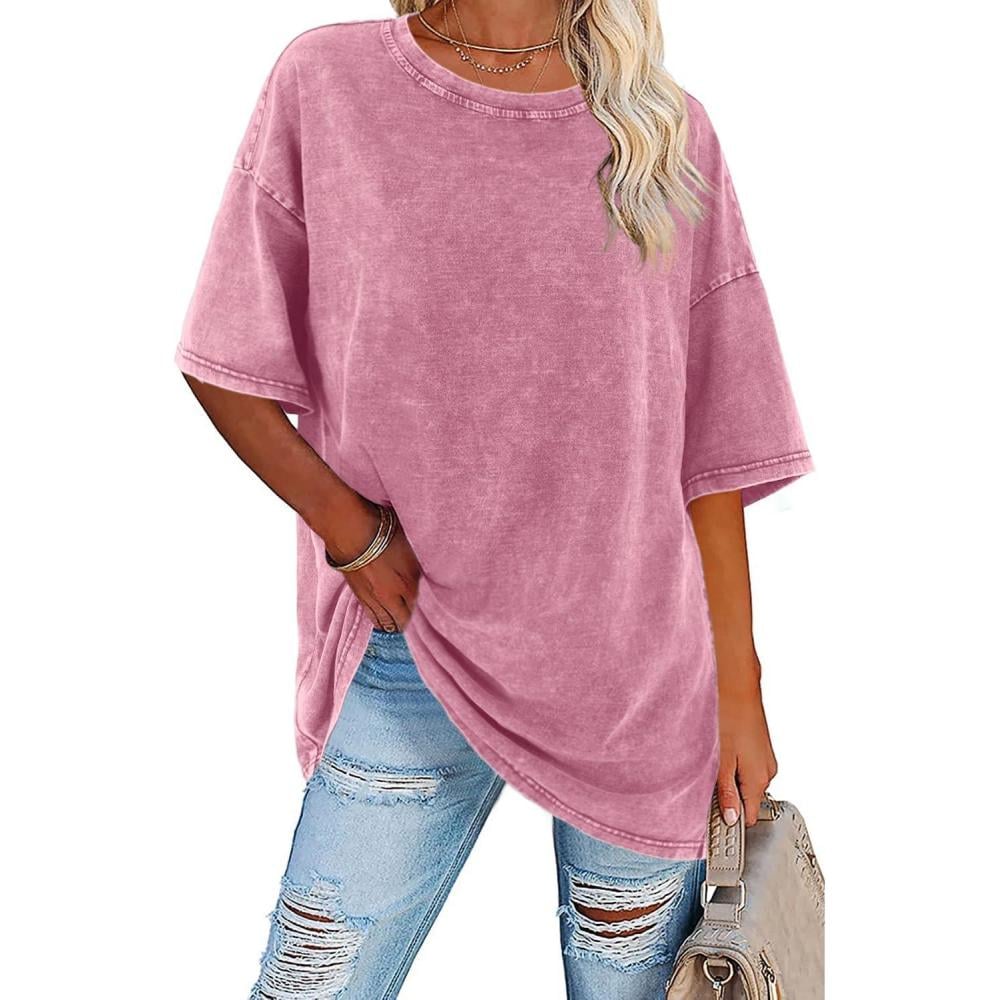 Khaki oversized vintage women's short-sleeve tee, relaxed silhouette, front view