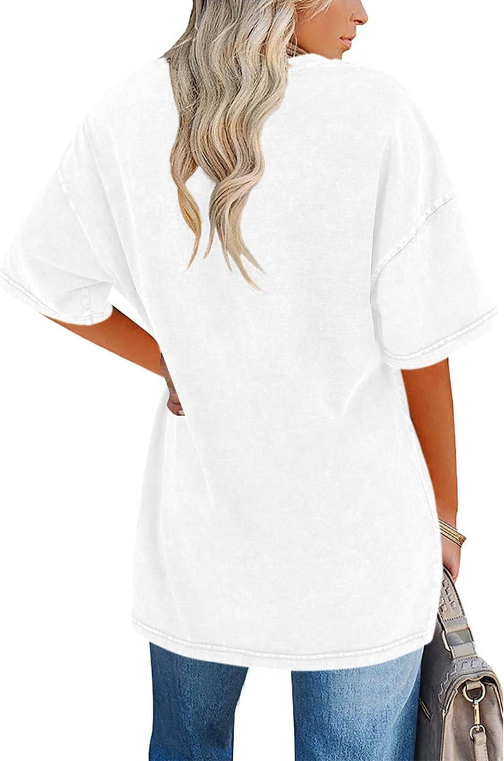 Khaki oversized vintage t-shirt flat lay showing length and sleeve detail