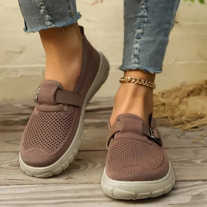 Close-up of the Francesca Mary Jane shoe highlighting the cushioned insole and breathable mesh panel detail