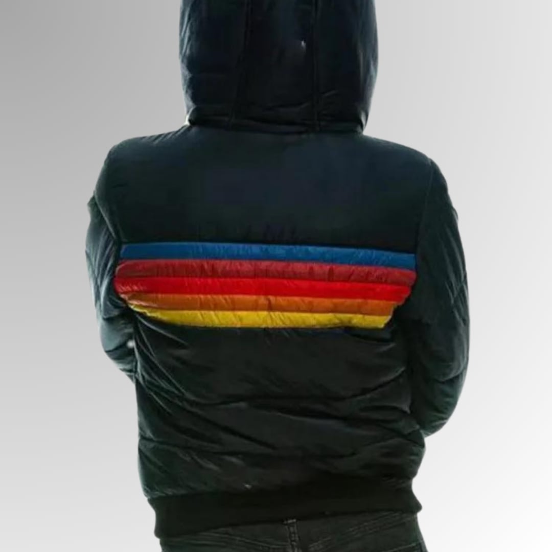 Lifestyle shot of woman in retro zip-up jacket outdoors on a casual day