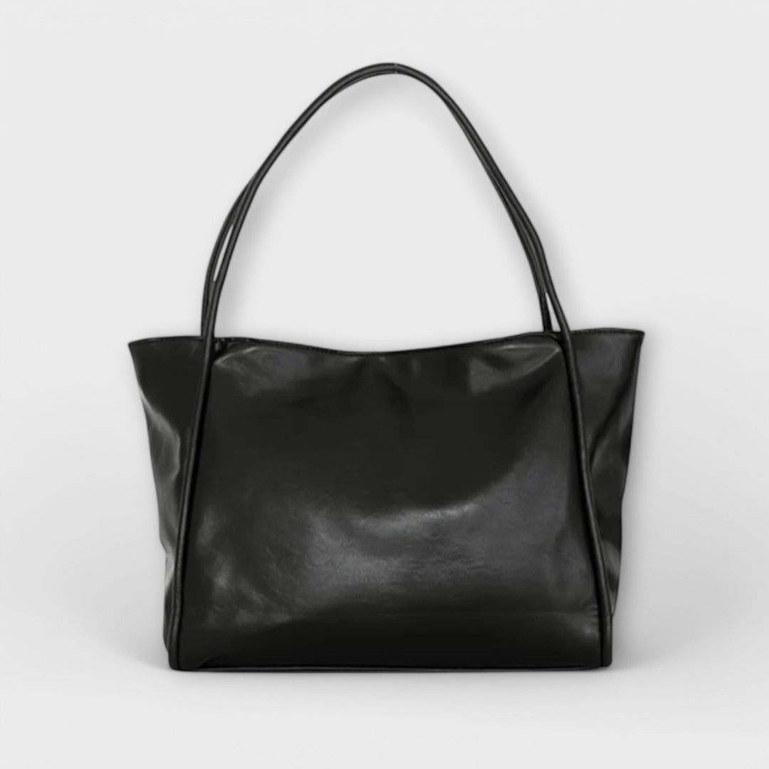 Freydis structured handbag in black with clean lines and comfortable shoulder straps