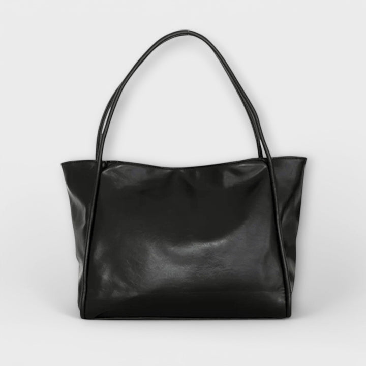 Freydis structured handbag in black with clean lines and comfortable shoulder straps