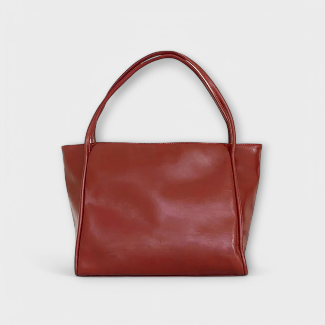 Freydis handbag three color options: black, dark brown, and red