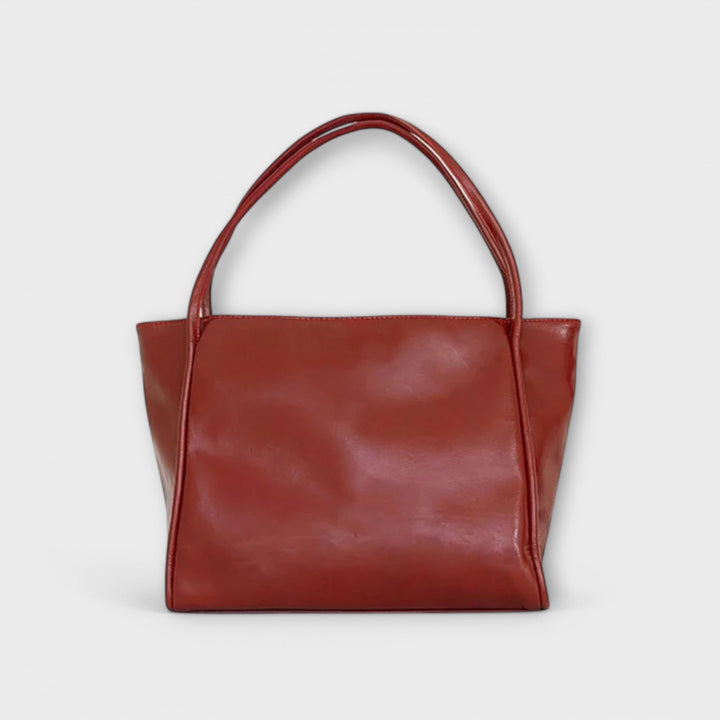 Freydis handbag three color options: black, dark brown, and red