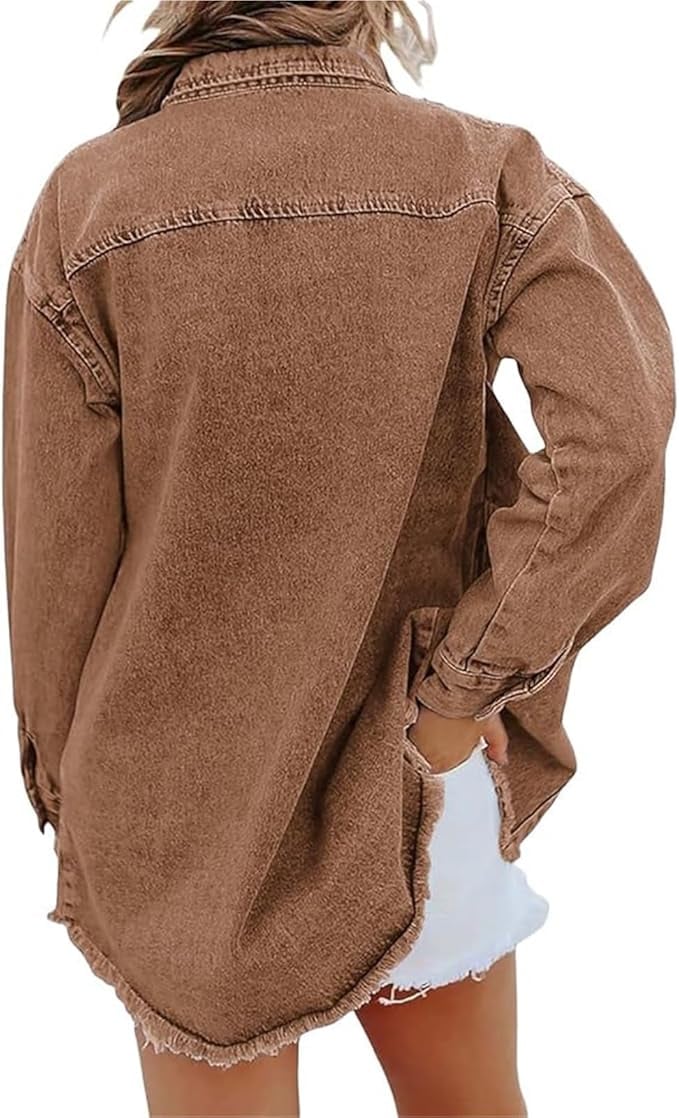 Back view of the Gabriella denim jacket showing the clean, balanced silhouette and overall fit