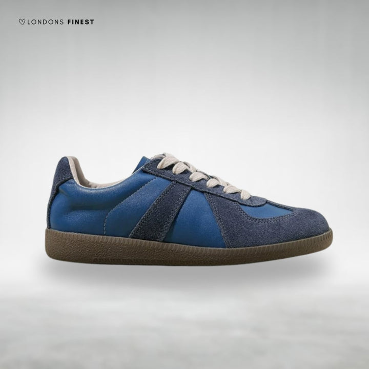 Gabrielle women's orthopedic shoes in dark blue, top-down view showing arch support design and comfortable fit