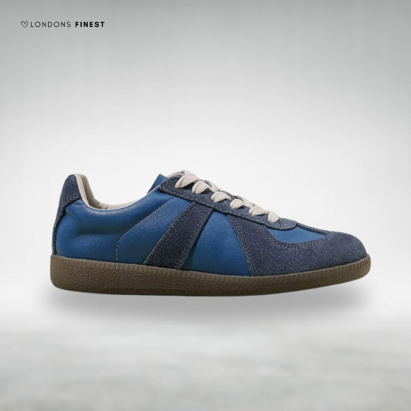 Gabrielle women's orthopedic shoes in dark blue, top-down view showing arch support design and comfortable fit