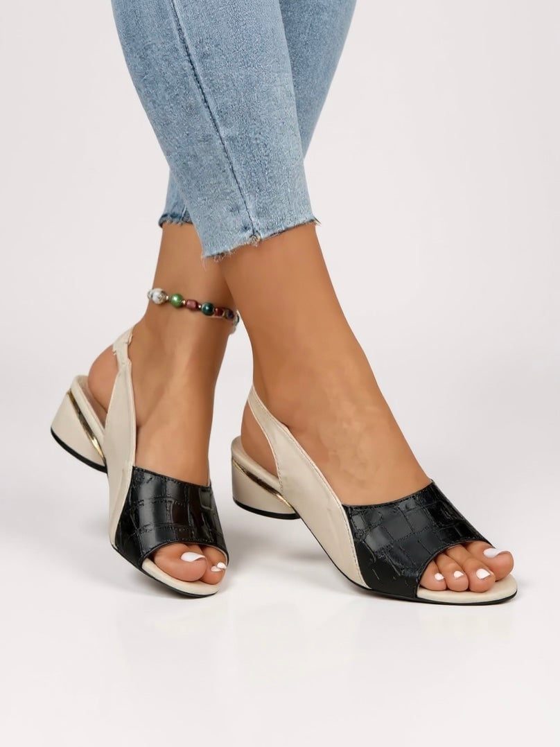 Garnet women's adjustable slingback sandals in black with cushioned insole and lightweight sole